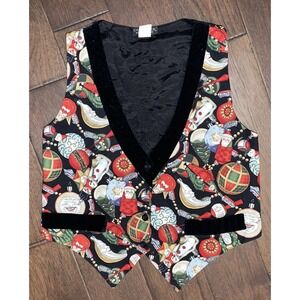 Castle‎ Rock Sports Wear Vintage 80s 90s Christmas Ornament Vest Sz M